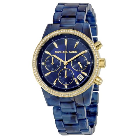 michael kors blue dial women's watch